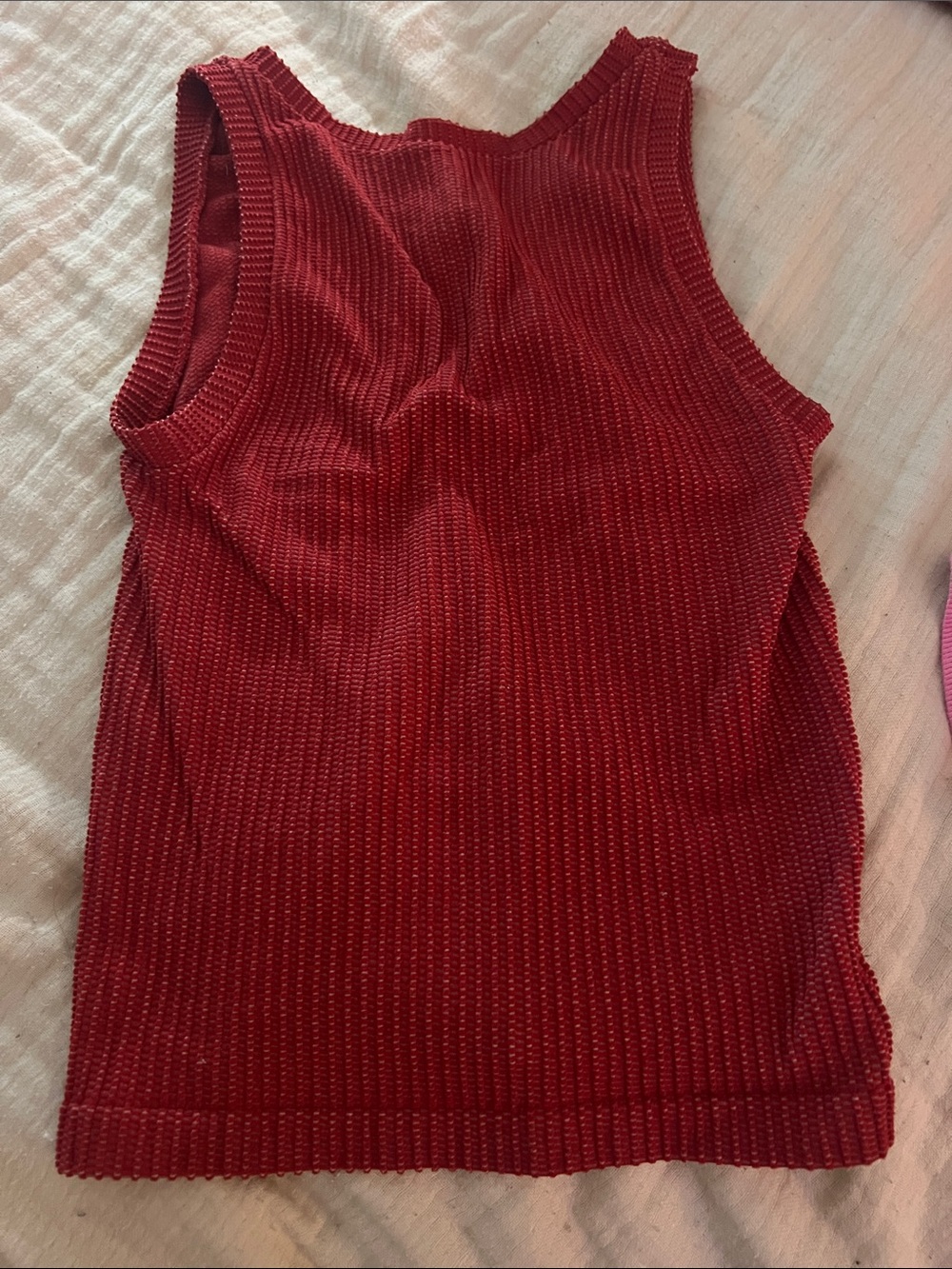 Free people Red Ribbed V-Neck Tank Top - Picture 3 of 3